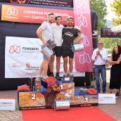 Podio autonómico con Manuel Merillas, Pedro Pinillas (Club de Montaña La Bóveda), segundo clasificado, y Mario Mirabel (Joma Trail - La Bóveda), tercero.
