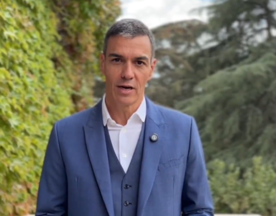 Pedro Sánchez durante el anuncio de este lunes