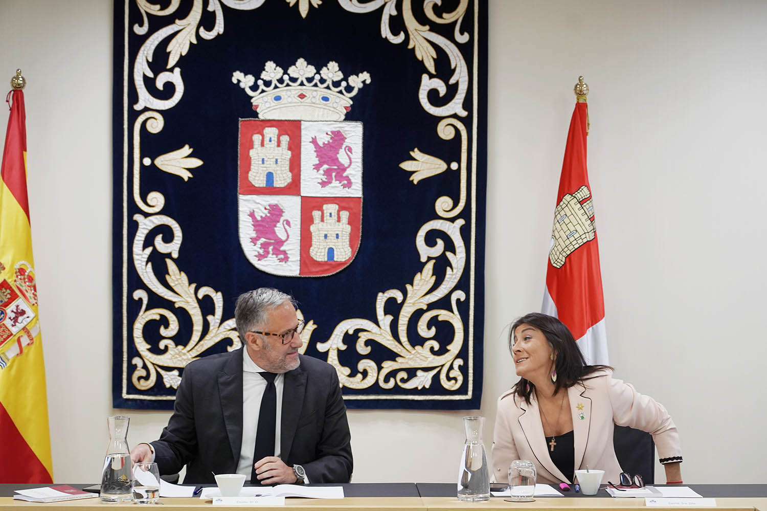 Ruben Cacho ICAL. El presidente de las Cortes, Carlos Pollán, y la vicepresidenta segunda, Ana Sánchez, durante la reunión de la Mesa de las Cortes de Castilla y León Ruben Cacho ICAL. El presidente de las Cortes, Carlos Pollán, y la vicepresidenta segunda, Ana Sánchez, durante la reunión de la Mesa de las Cortes de Castilla y León