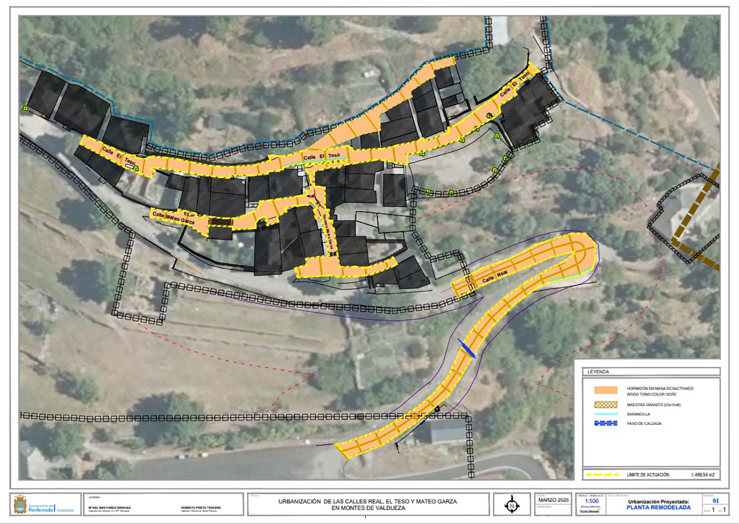 Plano de las obras en Montes de Valdueza
