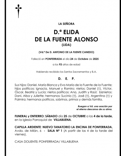 ELIDA  DE LA FUENTE ALONSO  (LIDA) 