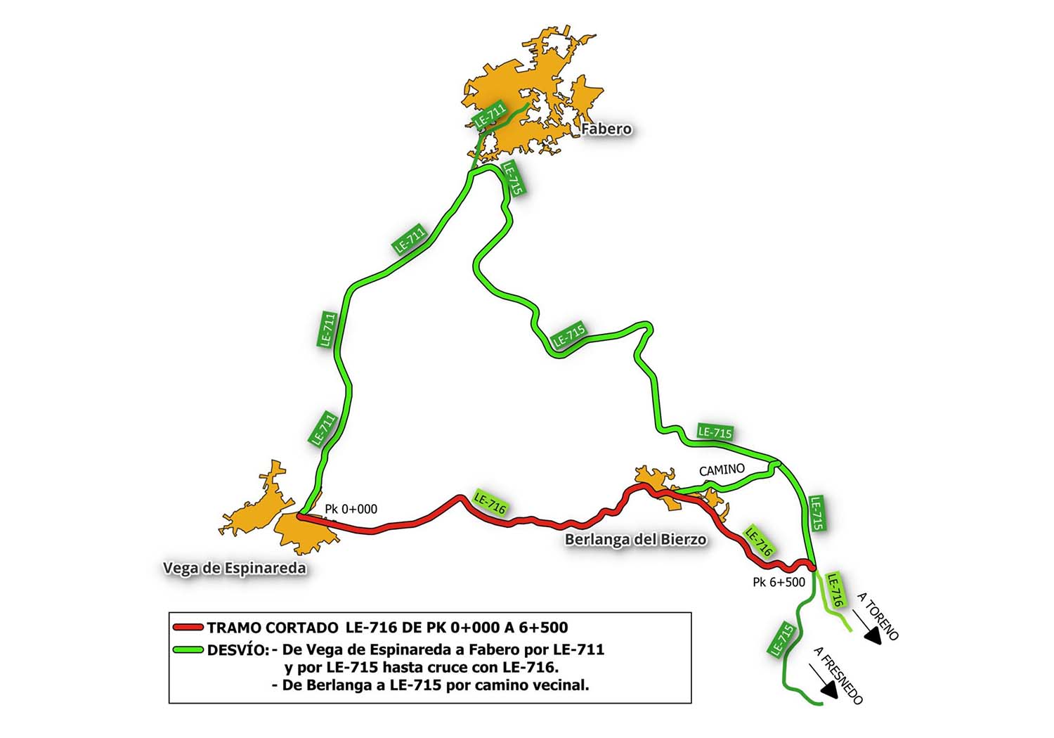 Corte de Carretera LE 716