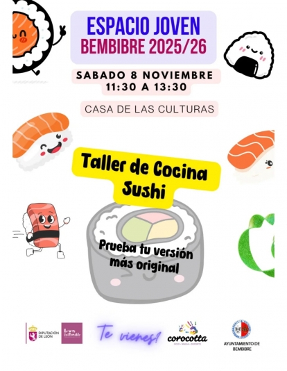 Espacio joven Bembibre Taller de cocina sushi sábado