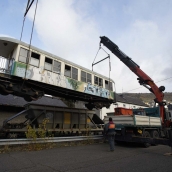 César Sánchez / ICAL . Recepción de los coches de pasajeros del tren turístico del Ponfeblino