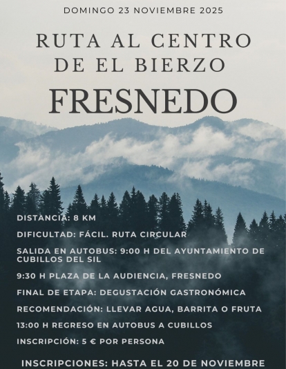 Ruta al centro de El Bierzo en Fresnedo Ruta al centro de El Bierzo en Fresnedo