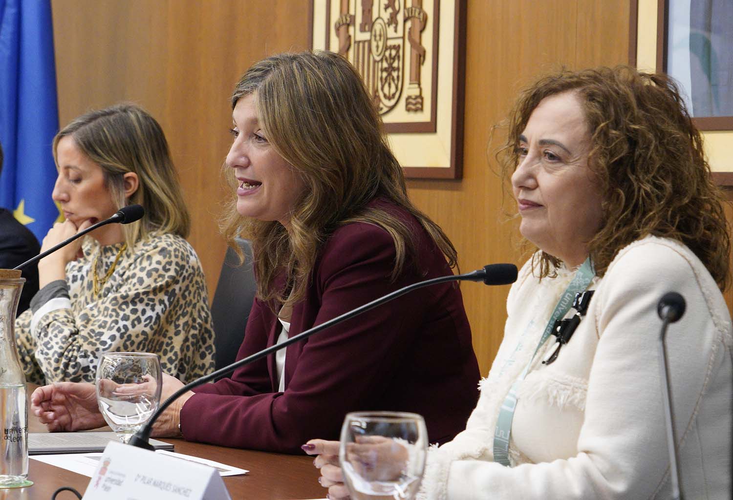 César Sánchez ICAL. La directora de Universidades e Investigación de la Junta de Castilla y León, Blanca Ares (I), junto a la rectora de la Universidad de León, Nuria González (C), y la vicerrectora para el campus.