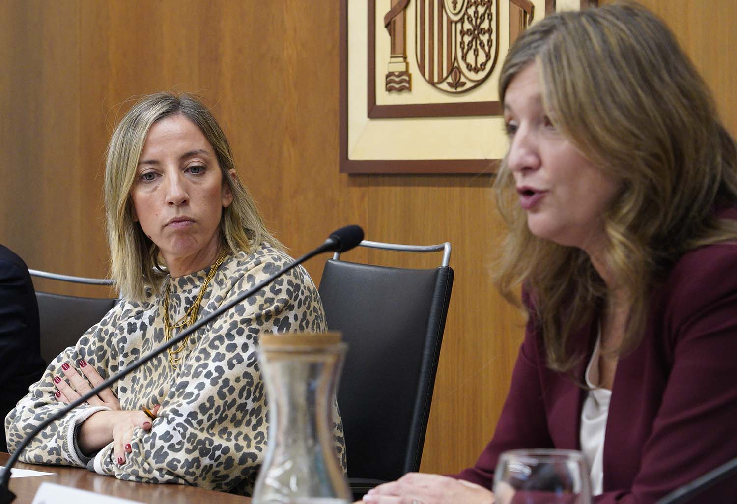 César Sánchez ICAL . La rectora de la Universidad de León, Nuria González (D), junto a la directora de Universidades e Investigación de la Junta de Castilla y León, Blanca Ares (I).