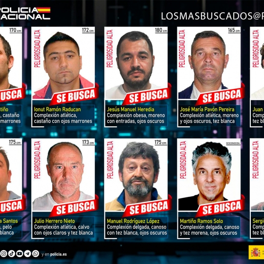 Los diez fugitivos más peligrosos en España ( Foto del Ministerio del Interior)
