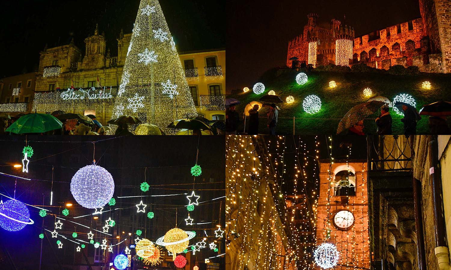 Collage encendido navideño en Ponferrada