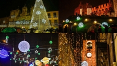 Collage encendido navideño en Ponferrada