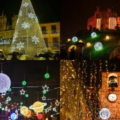 Collage encendido navideño en Ponferrada