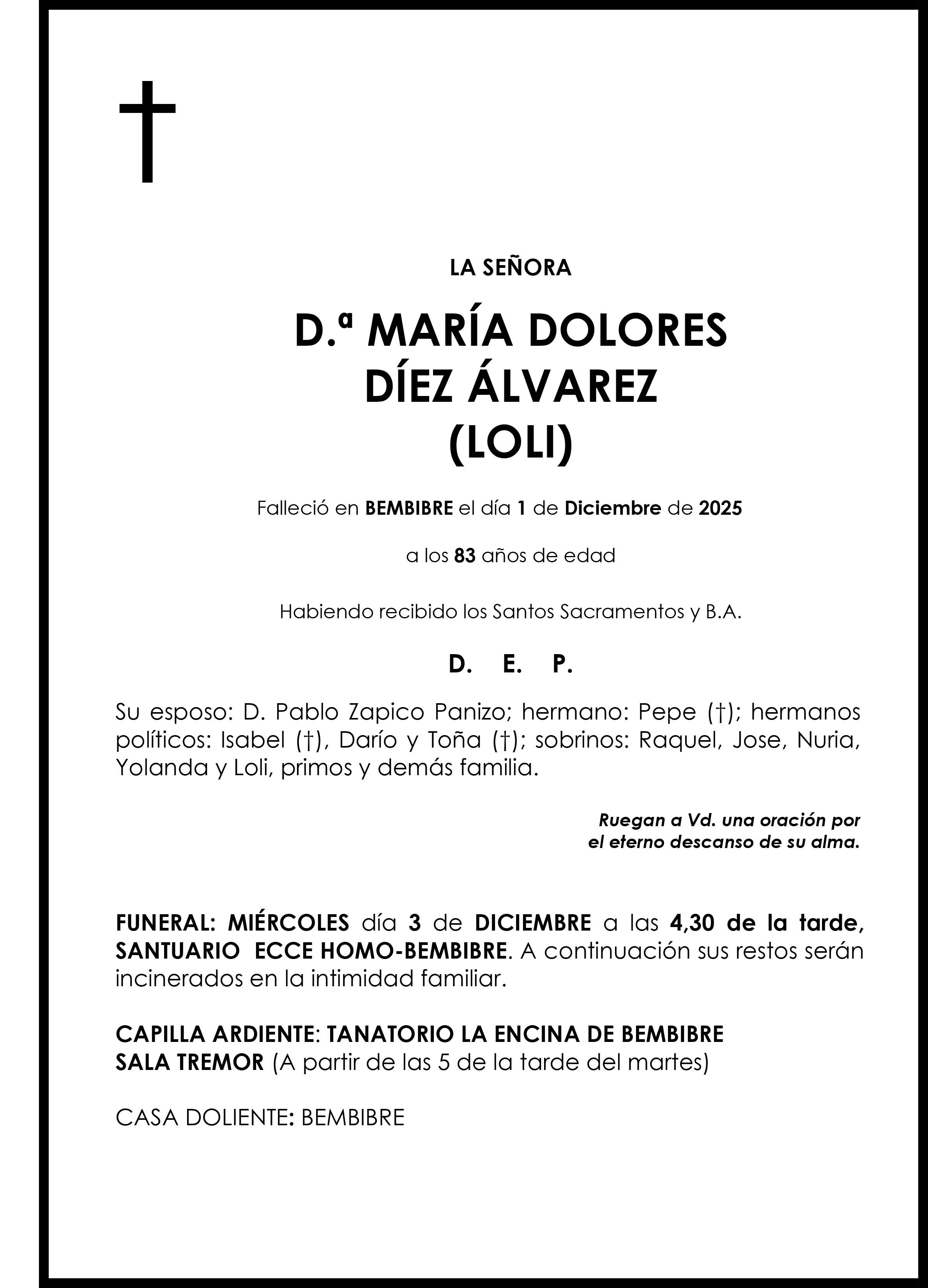 MARIA DOLORES DIEZ ALVAREZ LOLI