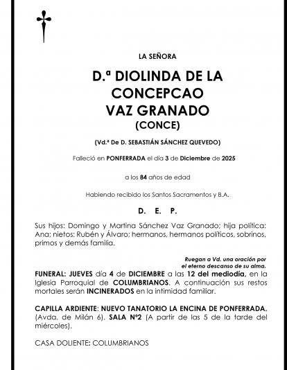 DIOLINDA DE LA CONCEPCAO VAZ GRANADO (CONCE)