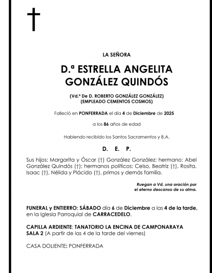 ESTRELLA ANGELITA  GONZÁLEZ QUINDÓS 