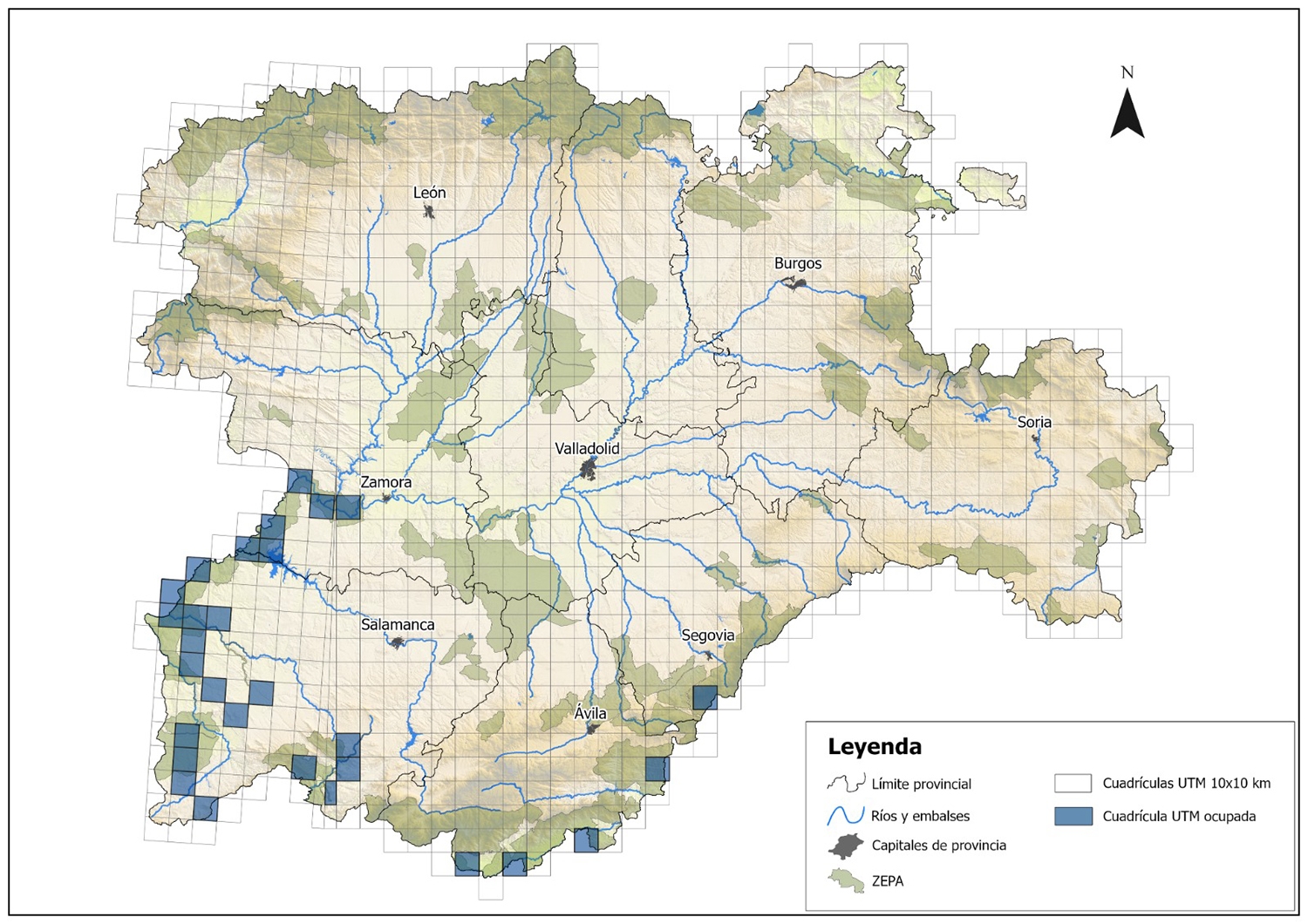 Distribución de la Cigüeña Negra en Castilla y León Distribución de la Cigüeña Negra en Castilla y León