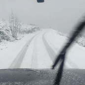 Nevada en el Alto de la Cruz, carretera de Peñalba de Santiago