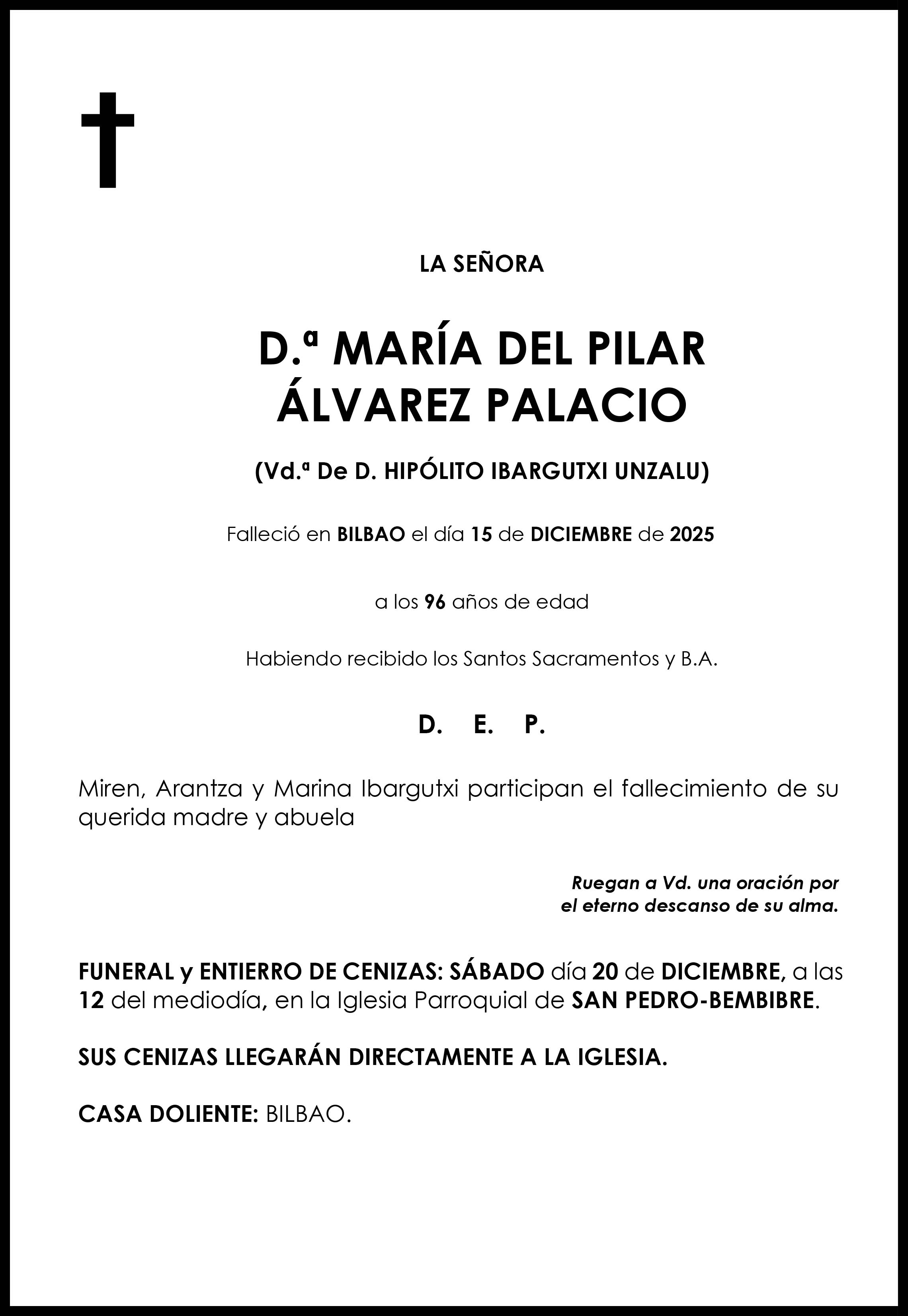 MARIA DEL PILAR ALVAREZ PALACIO