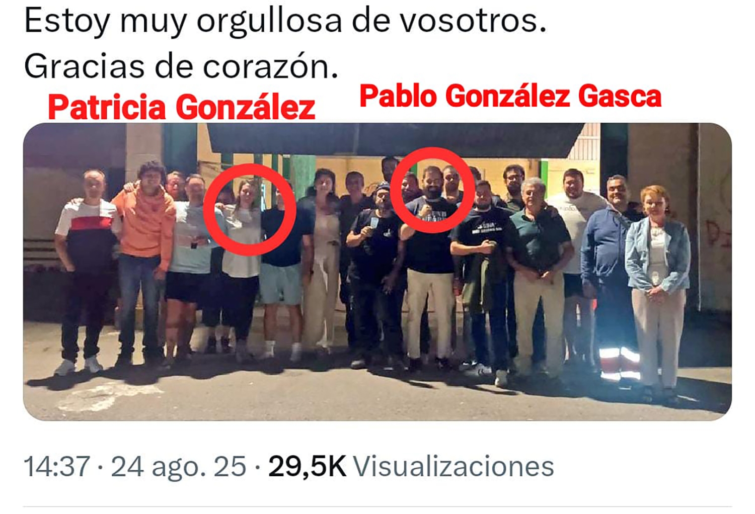 Tweet de Patricia Gonzalez (VOX) con Revuelta 2