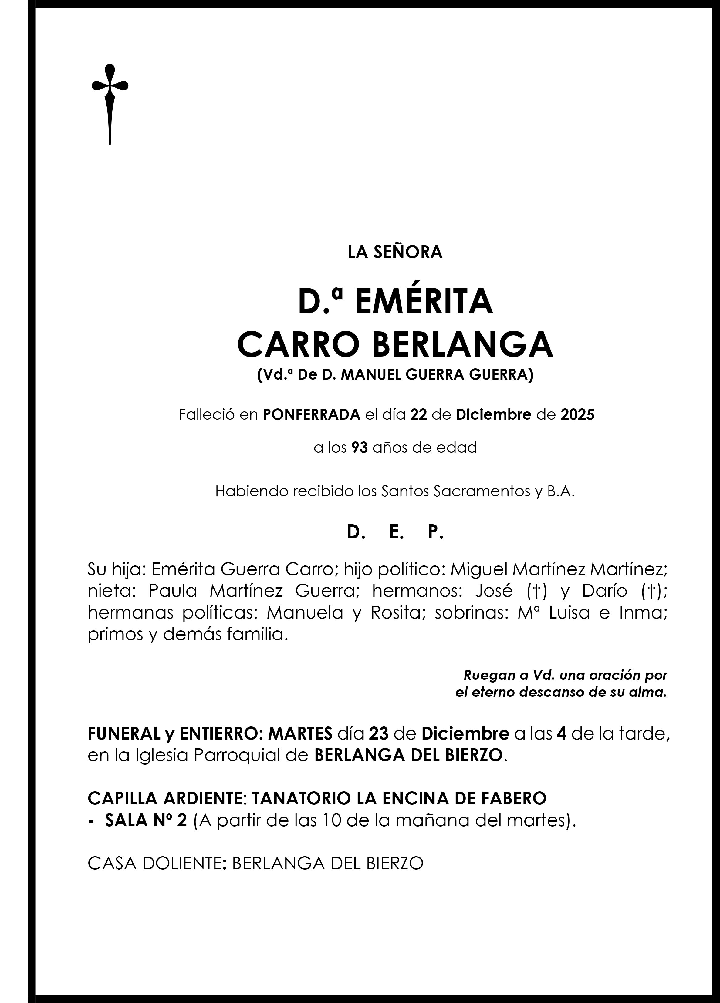 EMÉRITA CARRO BERLANGA