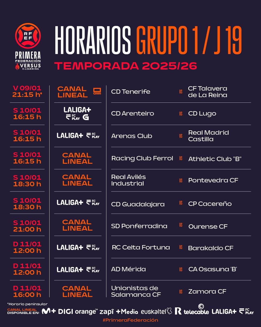 Horario Ponferradina Ourense