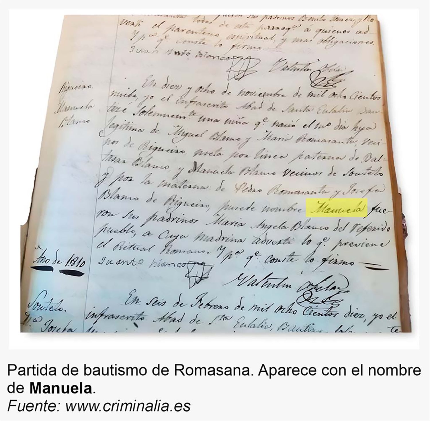 Partida de nacimiento de Romasanta