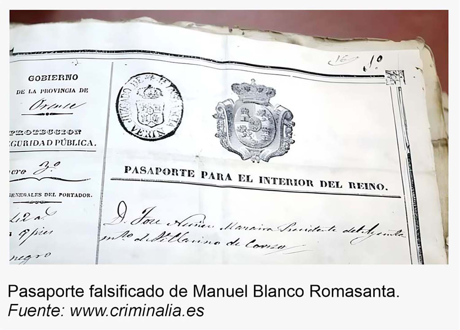 Pasaporte falsificado de Manuel Blanco Romasanta