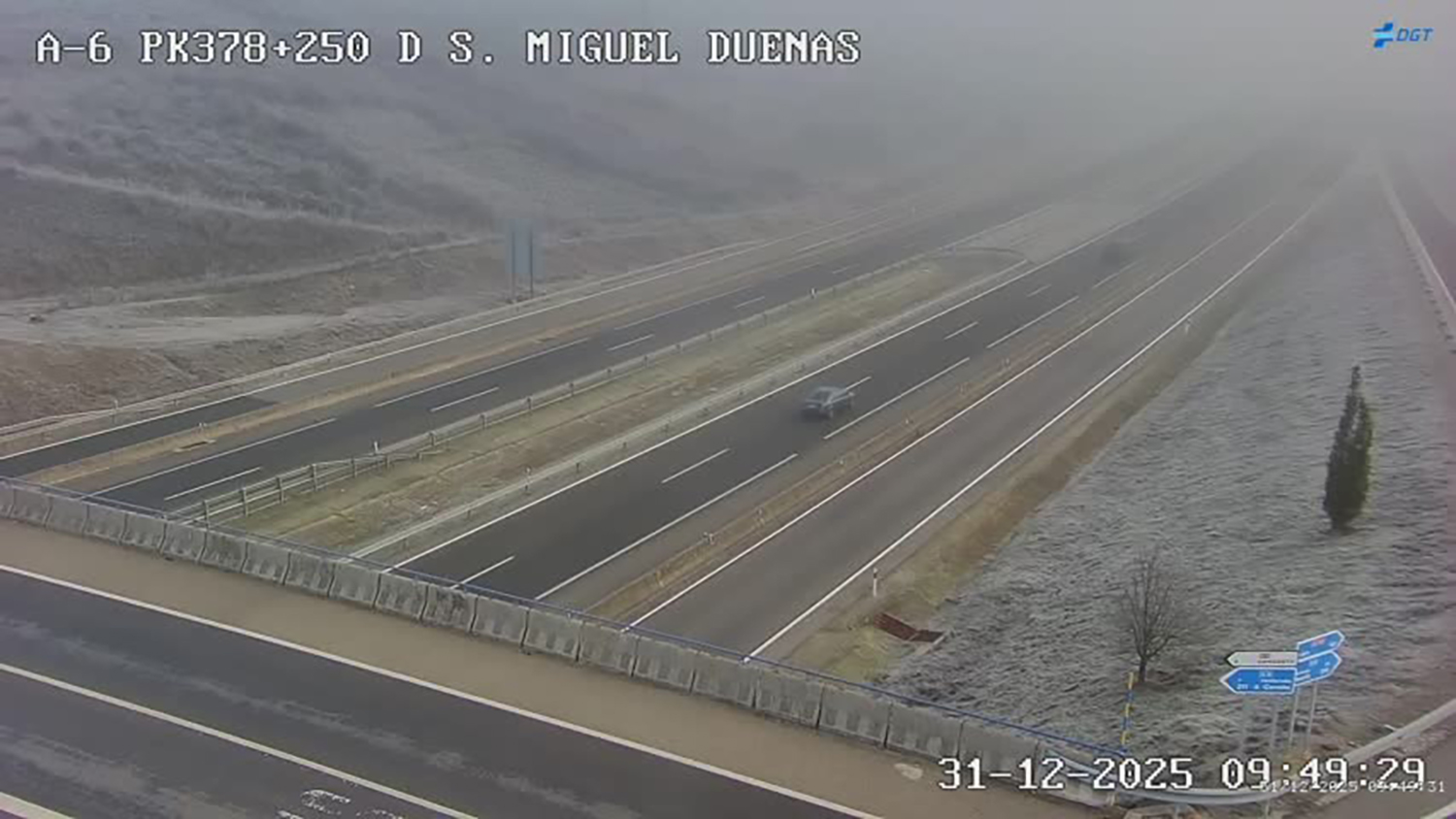 Niebla en la A6 en San Miguel de las Dueñas