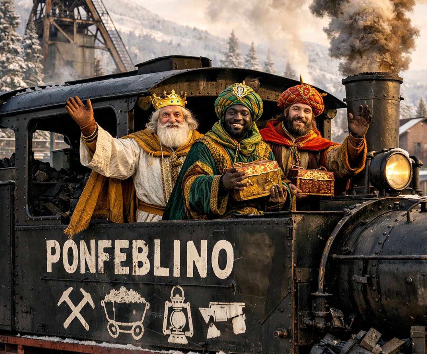 Reyes Magos en el Ponfeblino. Creada con IA