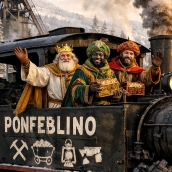 Reyes Magos en el Ponfeblino. Creada con IA
