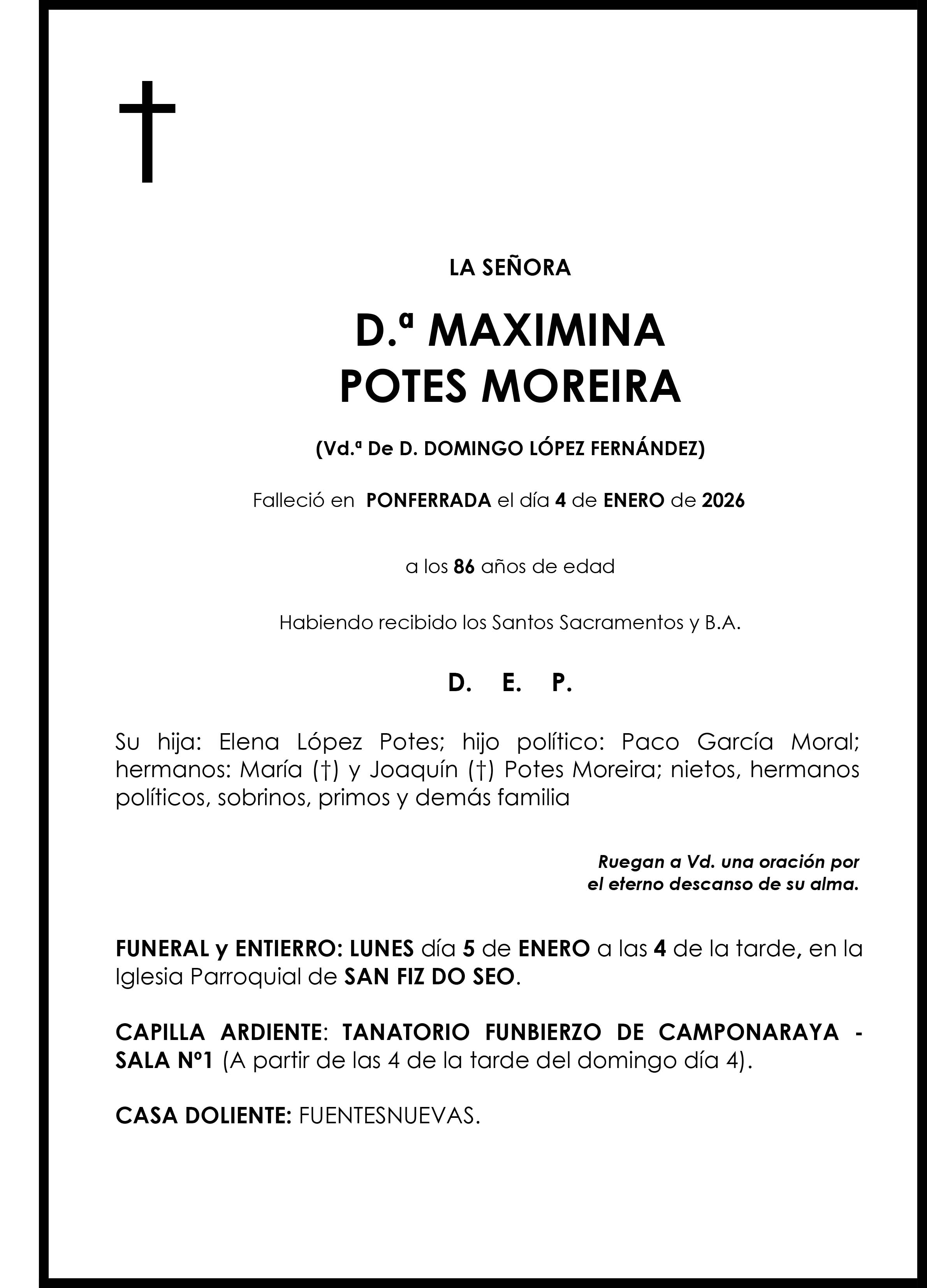 MAXIMINA POTES MOREIRA