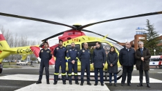 El presidente de la Junta de Castilla y León, Alfonso Fernández Mañueco, durante la presentación de las mejoras en transporte de emergencias sanitarias