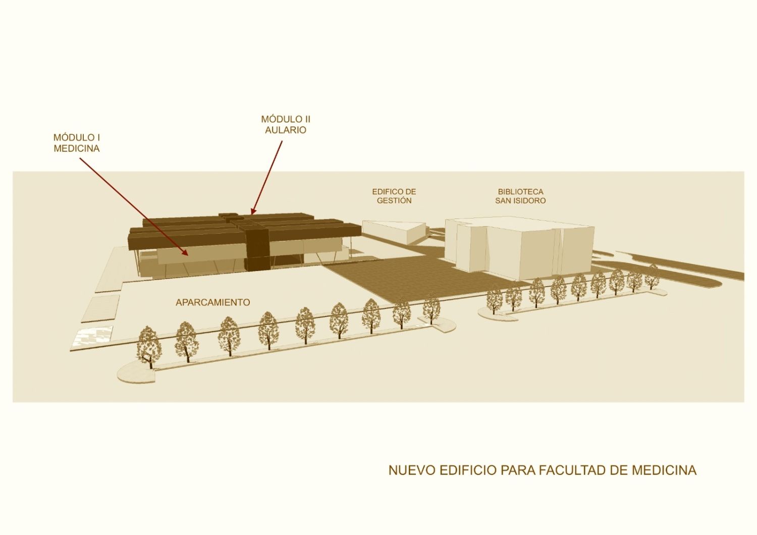 Infografía provisional de como podría lucir la futura Facultad de Medicina de la ULE