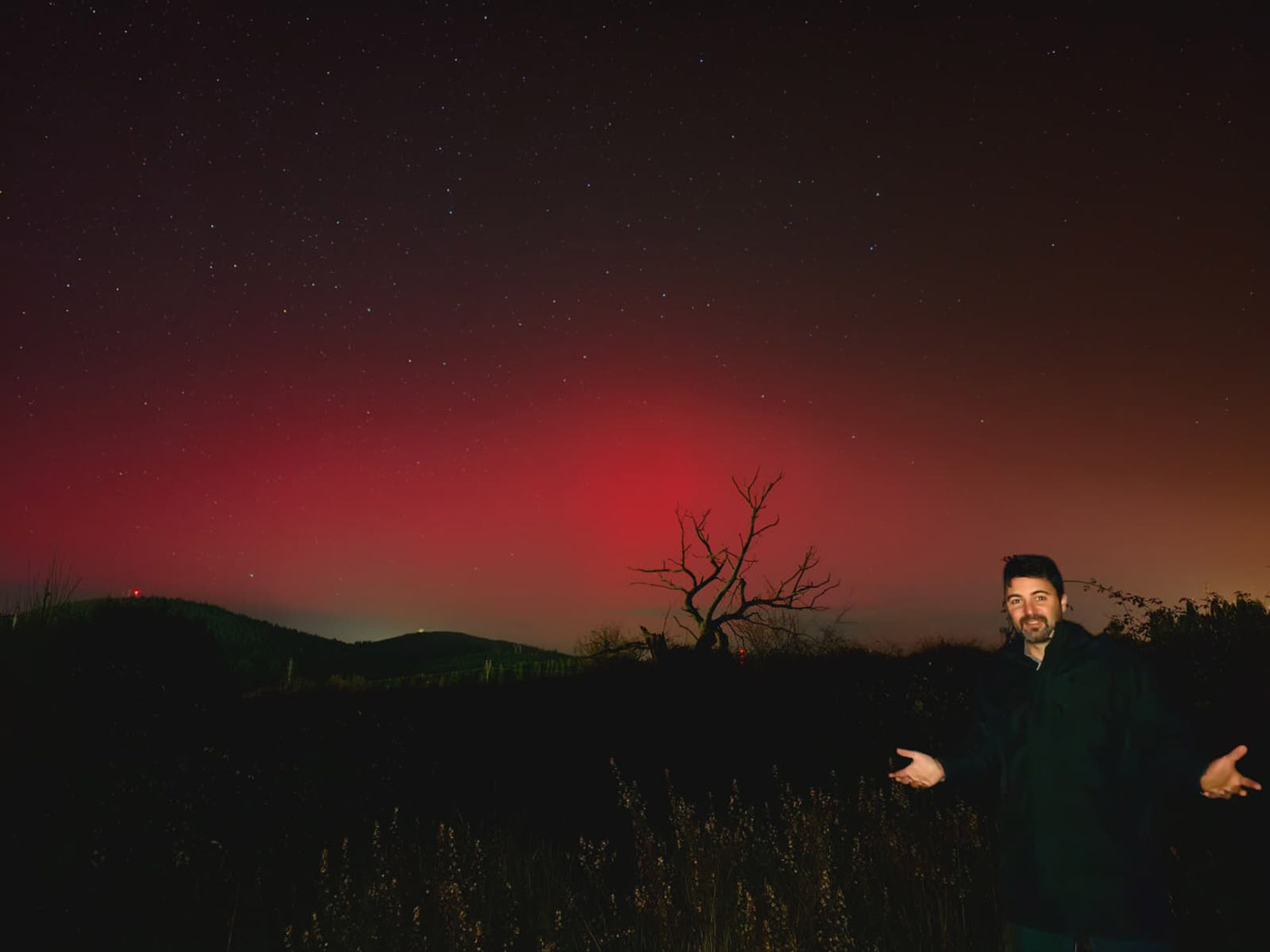 Fran Cerdán con las auroras boreales.
