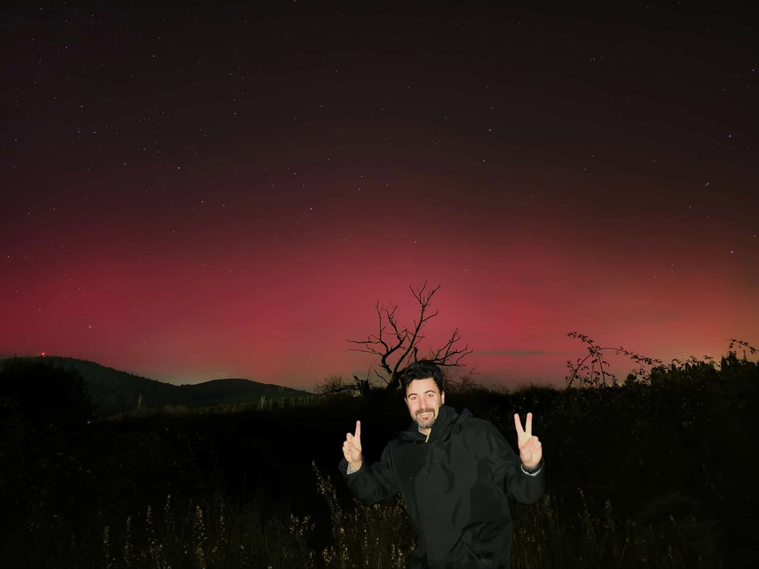 Fran Cerdán con las auroras boreales