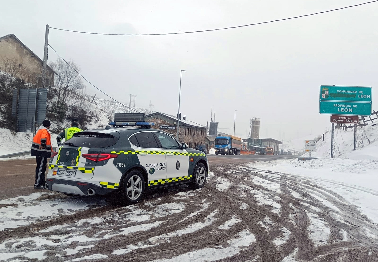 Incidencias en el Puerto de Pajares por la borrasca Ingris