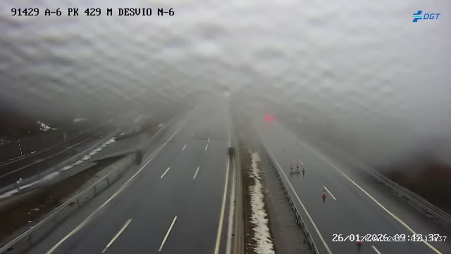 Estado de la carretera A6 en el desvío a la N6