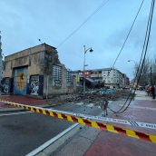 Derrumbe de un edificio en el barrio de San Ignacio en Ponferrada 