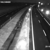 Nieve en la A6 por la borrasca Kristin Nieve en la A6 por la borrasca Kristin