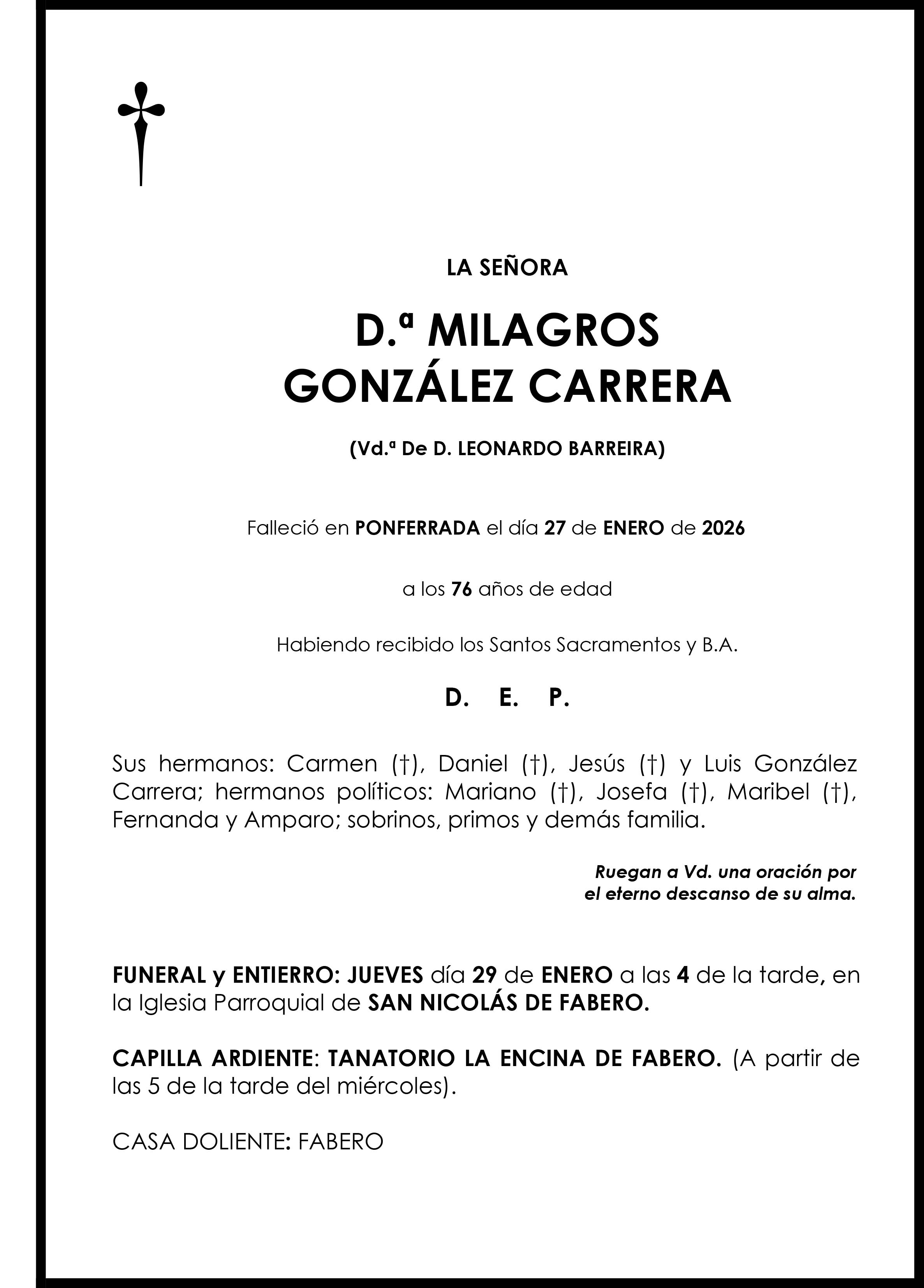 MILAGROS GONZALEZ CARRERA