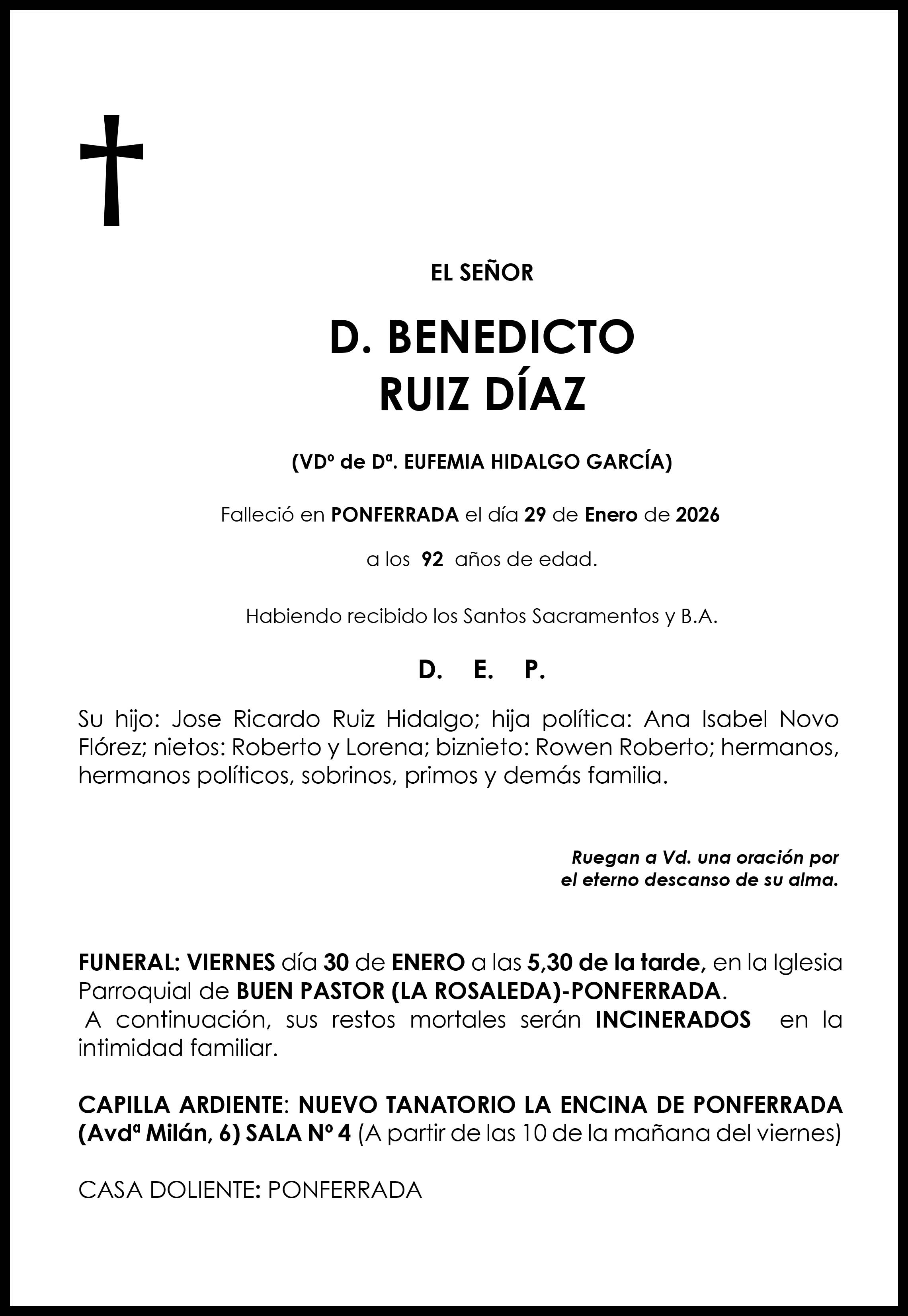 BENEDICTO RUIZ DÍAZ