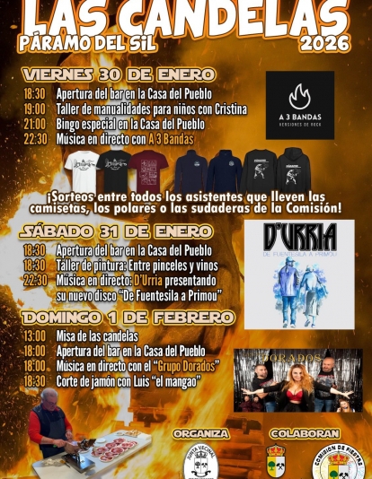 Cartel de las fiestas de Las Candelas en Páramo del Sil