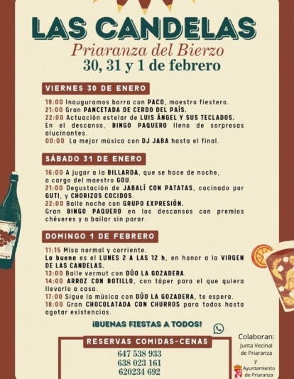 Cartel de las fiestas de Las Candelas en Priaranza del Bierzo