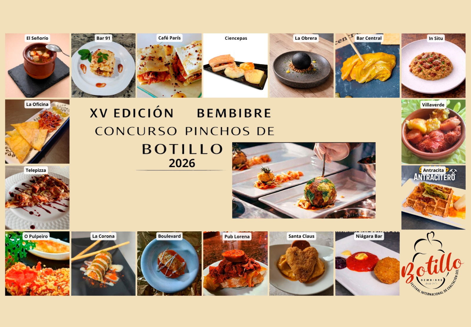 Collage de fotos de los pinchos participantes Collage de fotos de los pinchos participantes