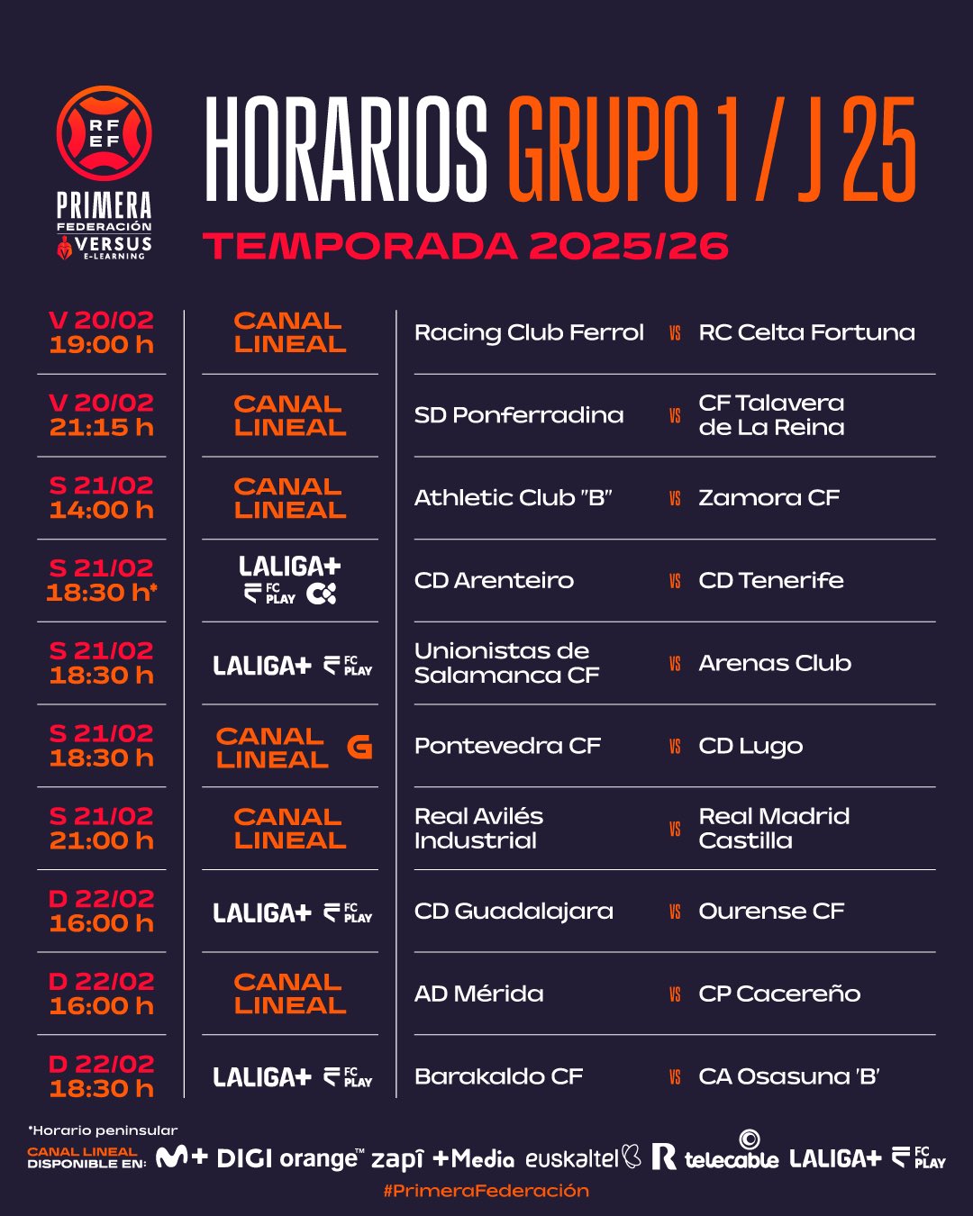 Horario Ponferradina Talavera