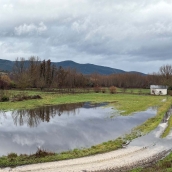 El Cúa desbordado a su paso por Cacabelos 