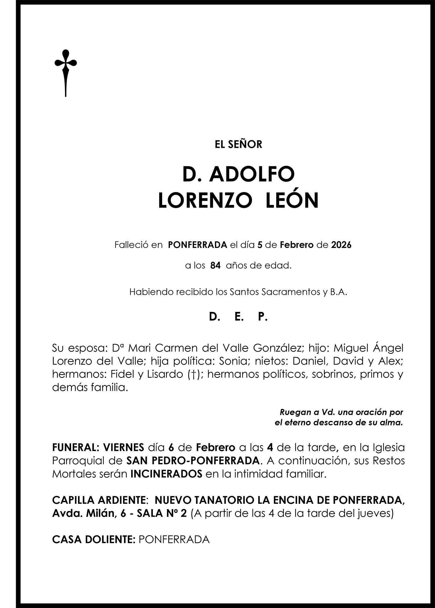 ADOLFO LORENZO LEON