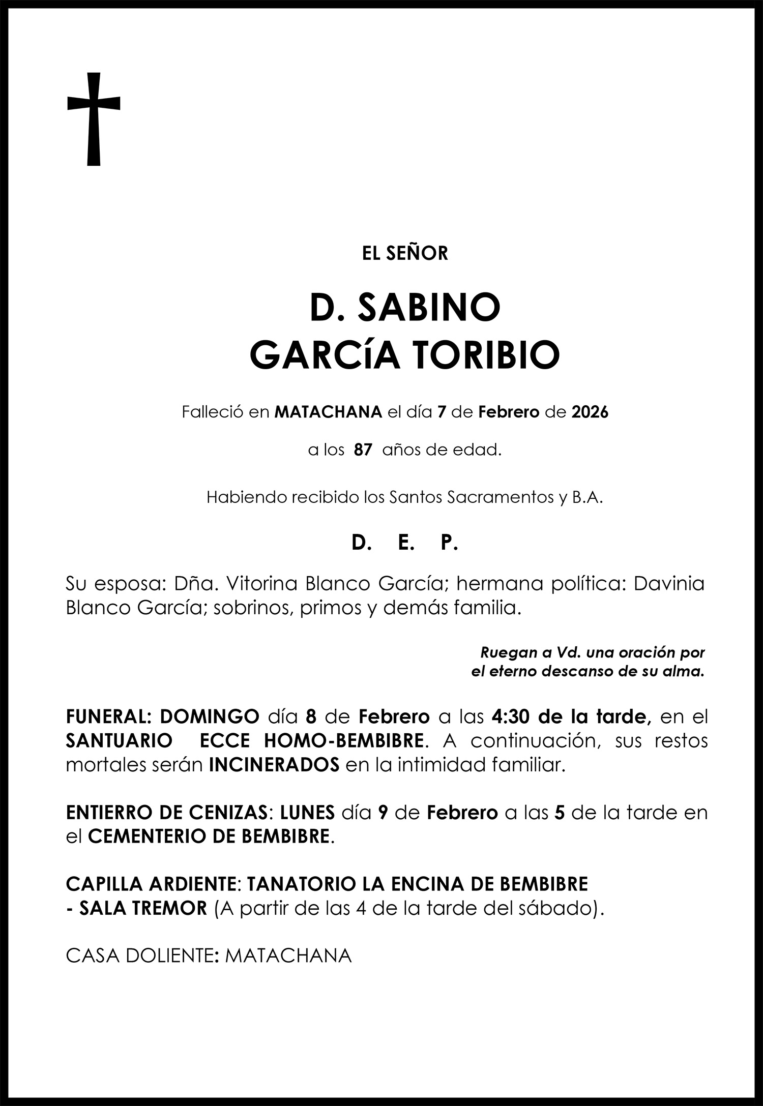 SABINO GARCíA TORIBIO