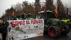 Peio García / ICAL . Salida de la columna de tractores organizada por la Unión de Campesinos de León que parten hacia Madrid para protagonizar una protesta el 11 de febrero