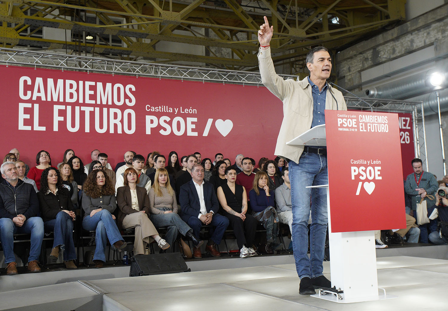 César SánchezICAL. El presidente del Gobierno, Pedro Sánchez, intervienenen un acto público del partido del 15M.