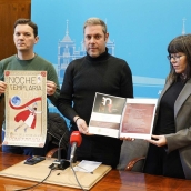 César Sánchez / ICAL . El concejal de Turismo del Ayuntamiento de Ponferrada, Iván Alonso (C), durante la presentación de La Noche Templaria
